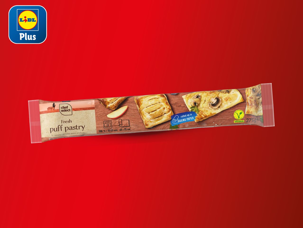 Pakiranje Lidl Plus Chef Select lisnatog tijesta za pite.