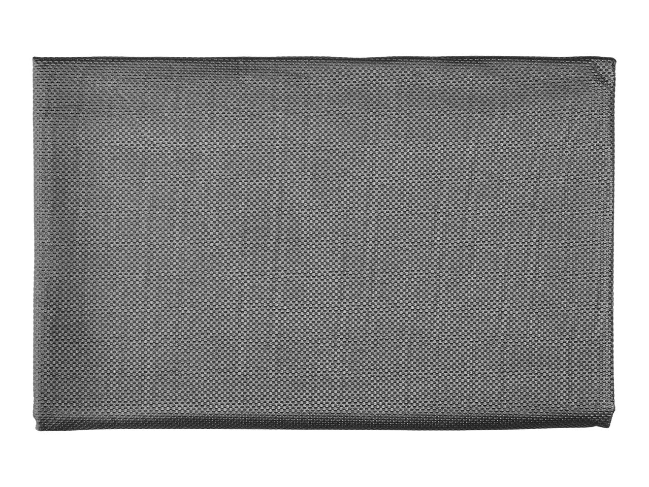 A rectangular piece of dark gray mesh fabric.