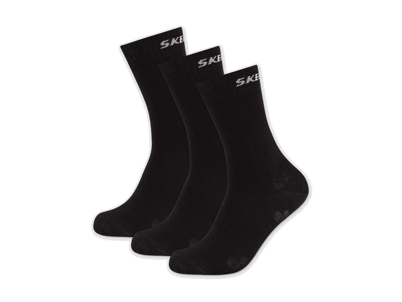 Drei Paar schwarze Socken.