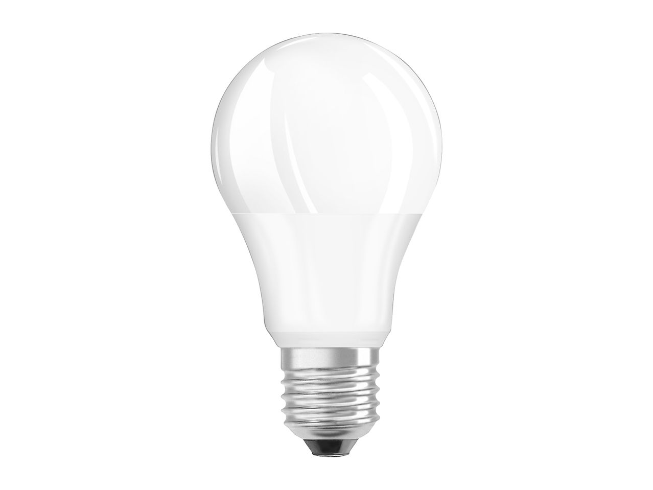 Classic white LED light bulb with a silver screw base