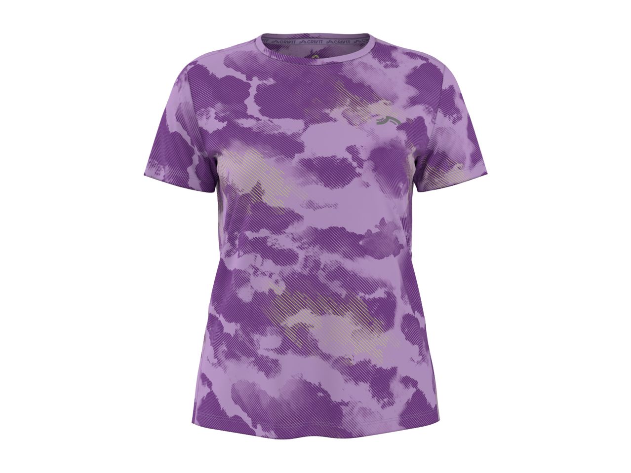 Purple and light purple tie-dye short-sleeved t-shirt with diagonal stripes