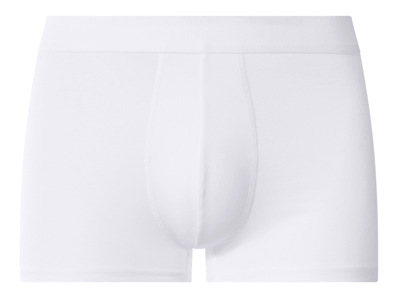 Fehér férfi boxer alsó, elöl varrással és széles derékpánttal.