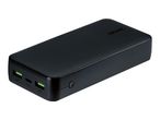 Black power bank with multiple USB ports and power indicator lights