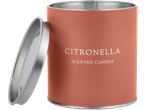 LIVARNO CLEMENTINE geurkaars in een terracotta blik met zilveren deksel
