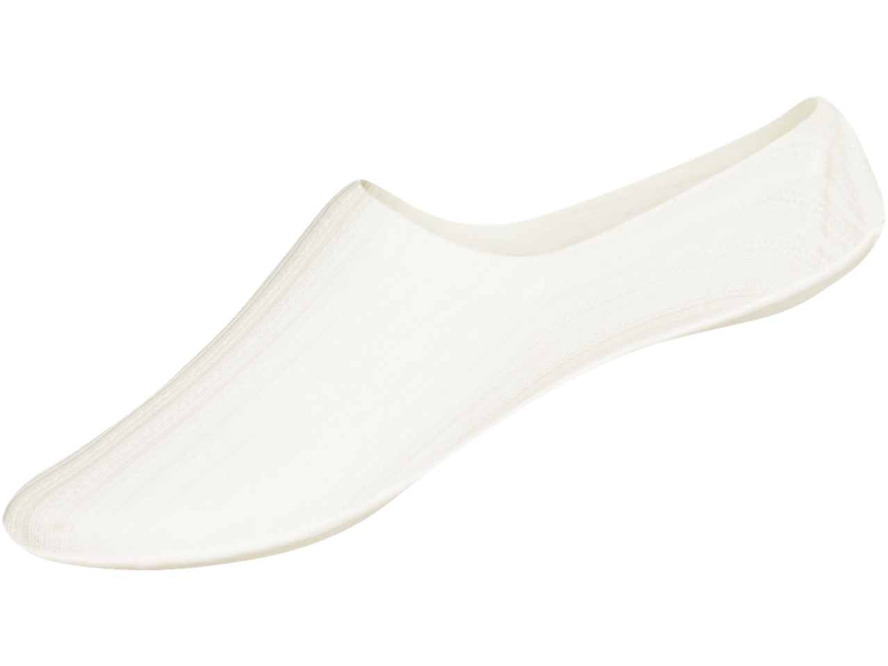 Meia invisível branca, projetada para ser usada com sapatos.