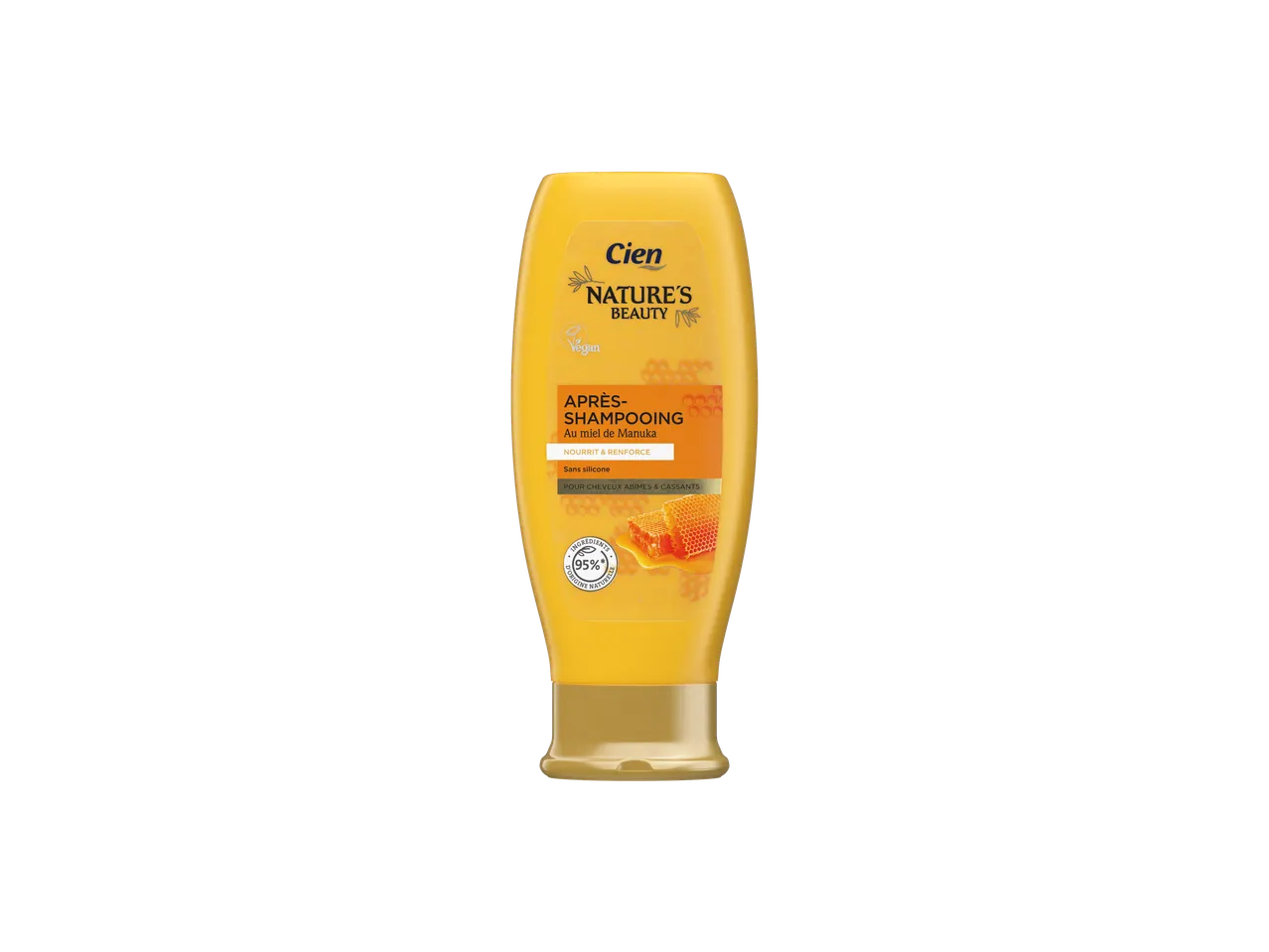 Après-shampooing Cien Nature's Beauty au miel de Manuka pour cheveux abîmés et cassants.