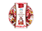 Favorina Milchschokoladen-Weihnachtsmänner in roter Folie, Fairtrade-zertifiziert.
