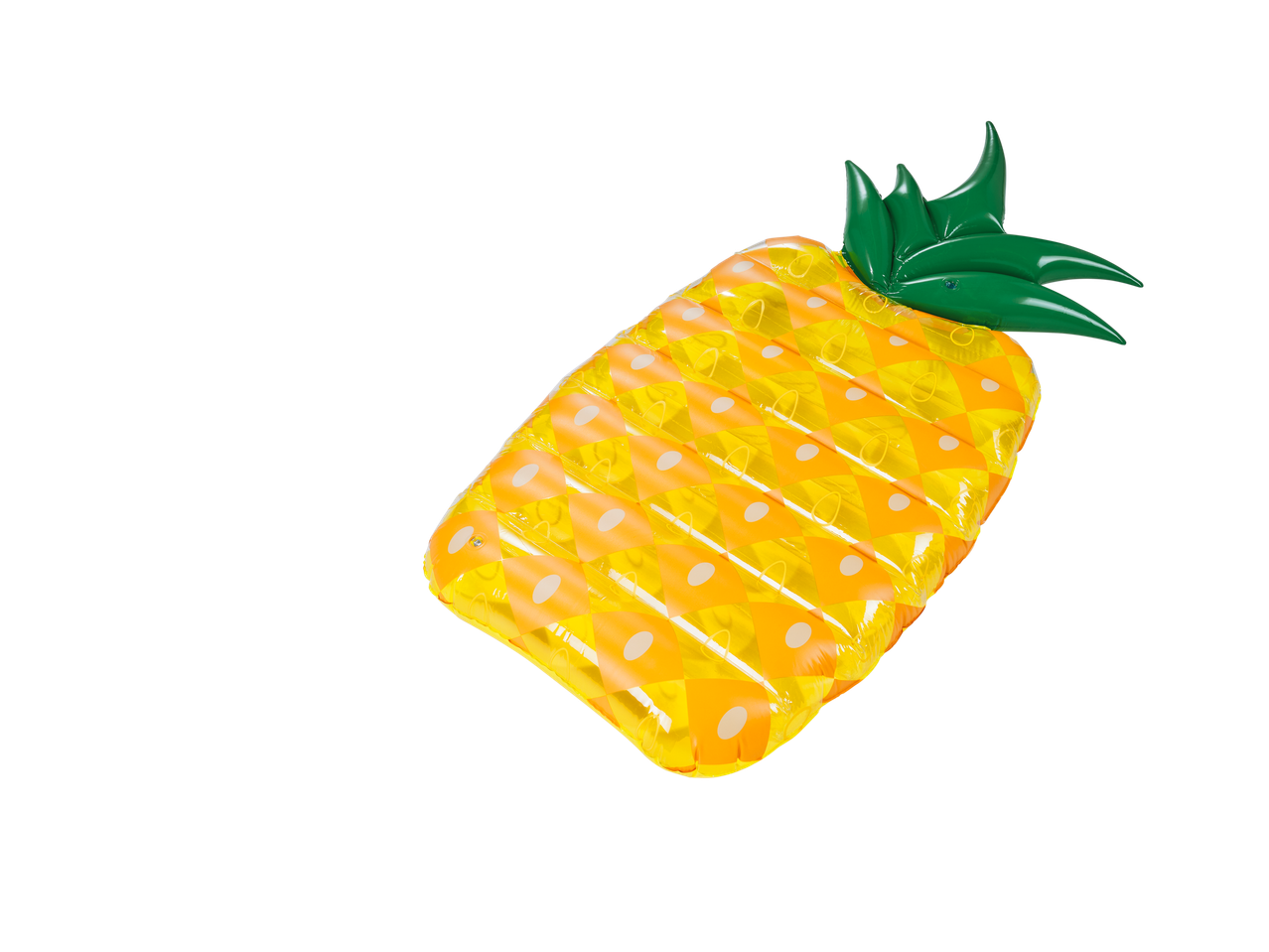 Dušek na naduvavanje u obliku ananasa na crnoj pozadini.
