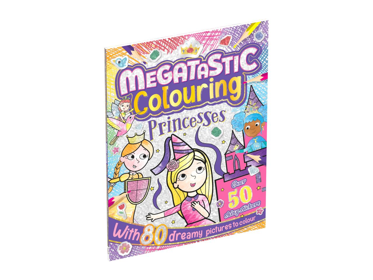 MegaStic Princess colouring book with 50 pages.