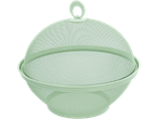 Light green mesh food cover with a handle, designed to protect food.