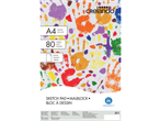 A4 sketch pad with 80 blank sheets, 80gsm, featuring colorful handprints.