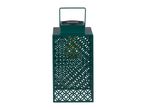 Green metal solar lantern, decorative.