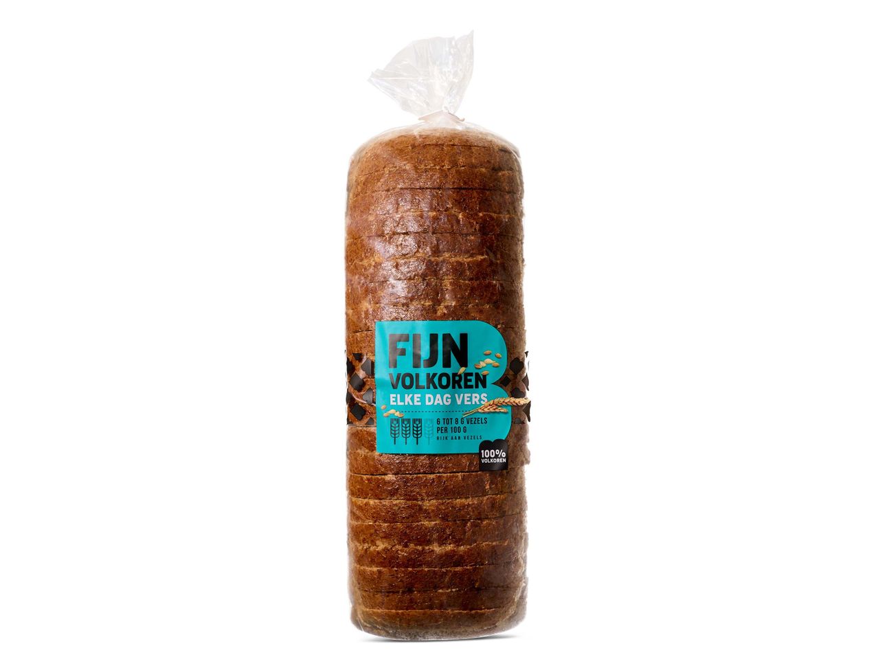 Fijn volkorenbrood: Gesneden brood in plastic verpakking.
