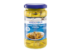 Eridanous pickled green peppers in brine.