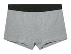 Grey boxer shorts with a black waistband.