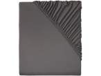 A dark gray fitted sheet with elastic corners is shown.