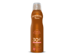 Een bruine fles droge olie spray met SPF 30 voor een mooie, stralende bescherming.