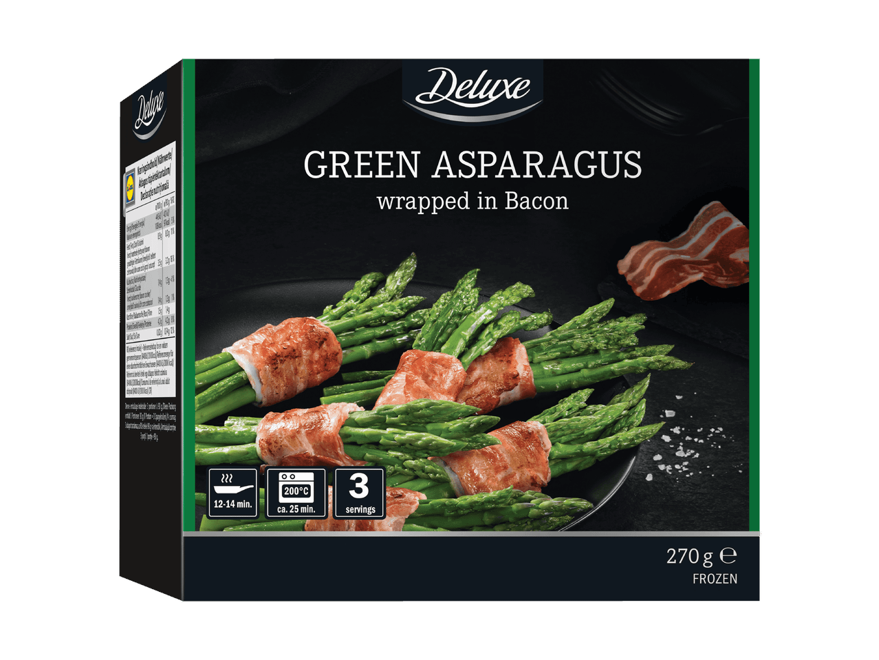 Deluxe grüner Spargel in Speck gewickelt, gefroren, 270g