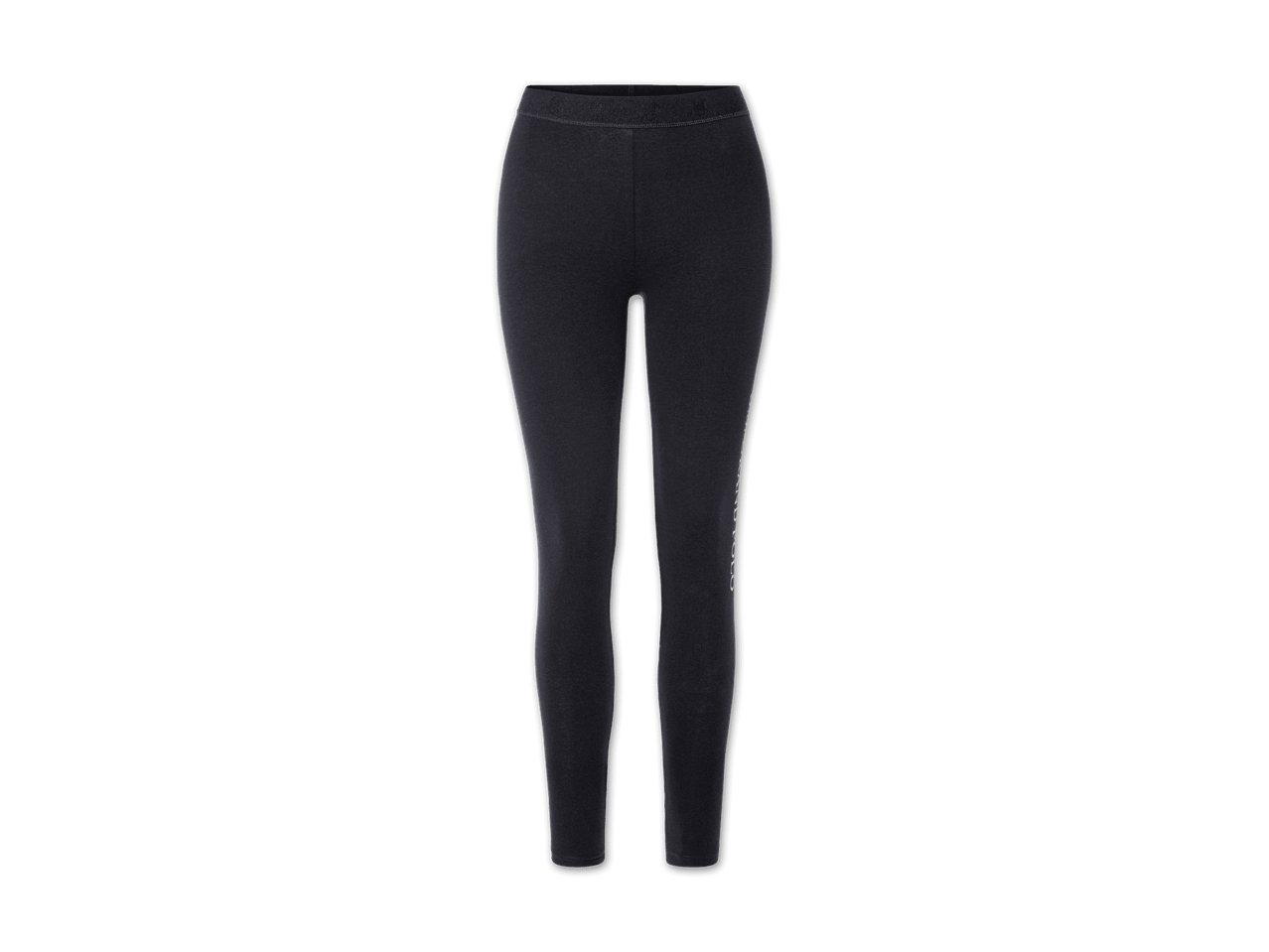 Dunkelgraue Leggings mit Schriftzug am Bein
