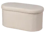 LIVARNO home Storage Ottoman, upholstered in cream-colored bouclé fabric, with an oval shape.
