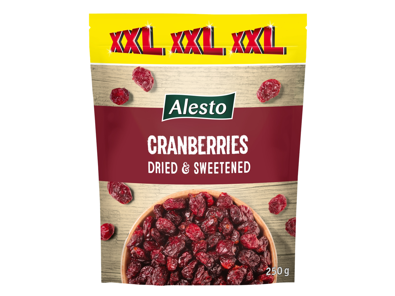 Pachet de Alesto Cranberries XXL, afine uscate și îndulcite, 250g