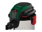 PARKSIDE wet and dry vacuum cleaner with green and black top, red buttons, and a stainless steel tank