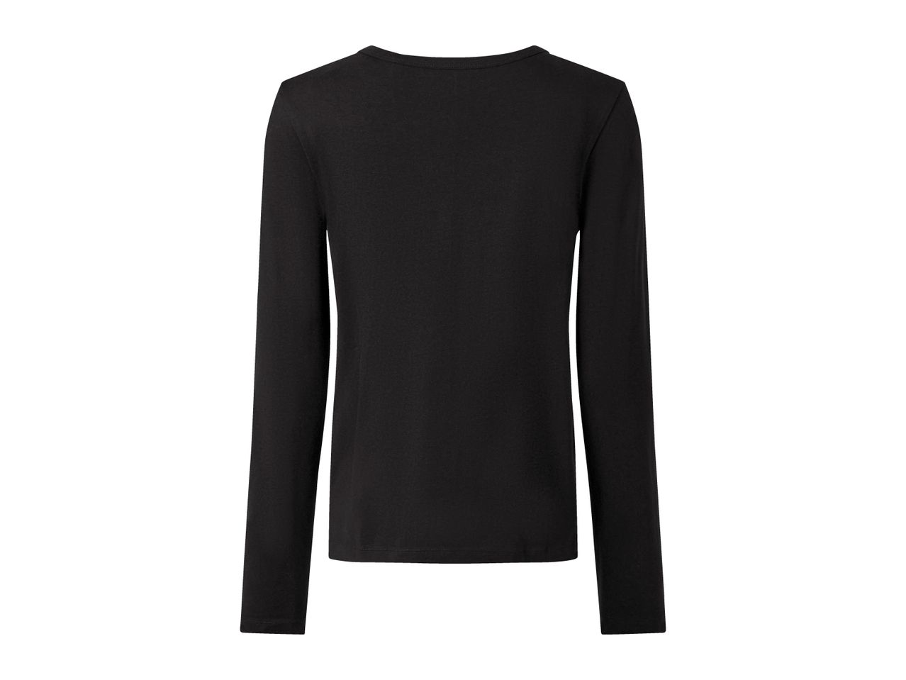 Back view of a plain black long-sleeved t-shirt.