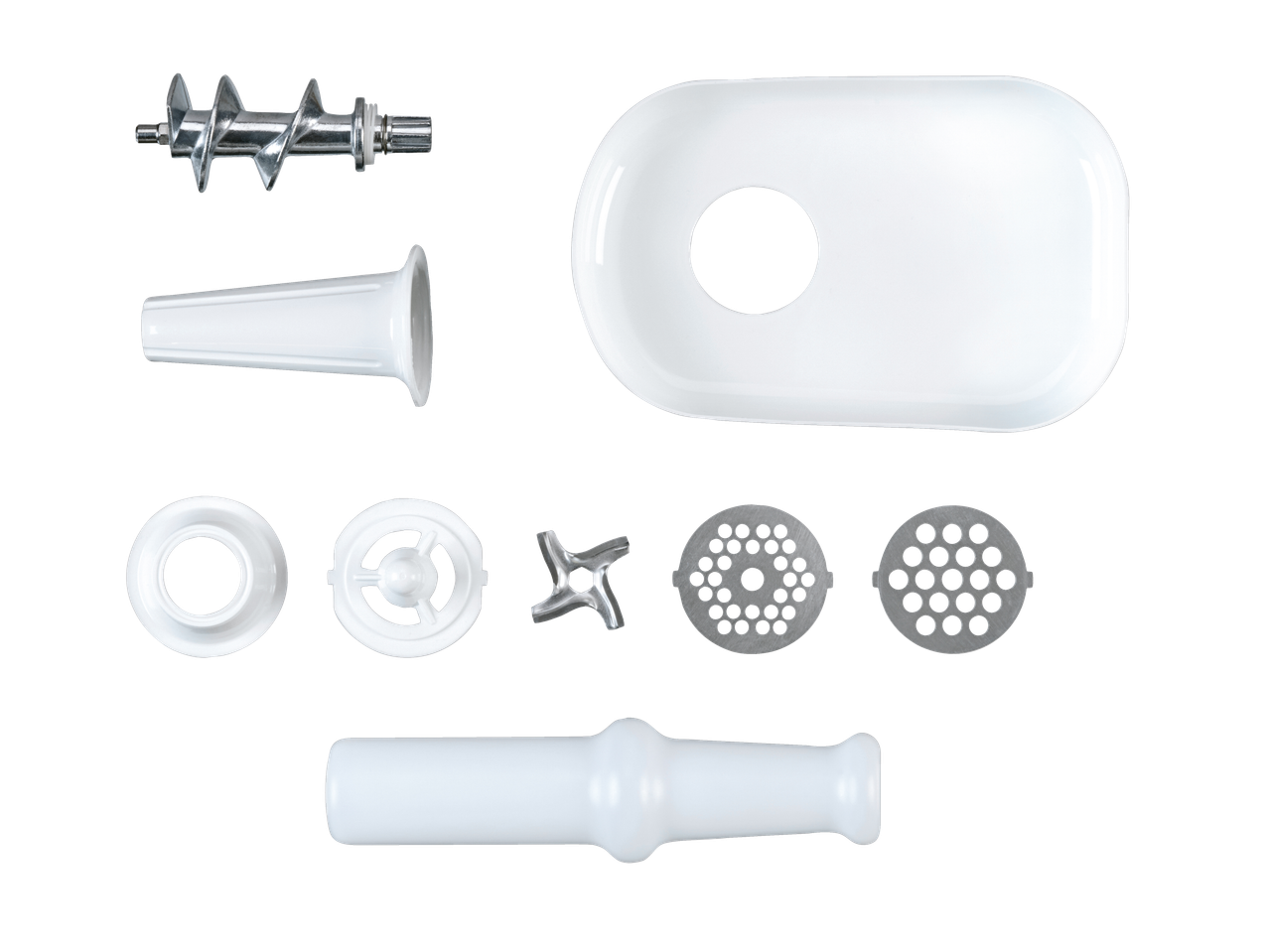 Silvercrest® elektromos húsdaráló alkatrészek: csiga, adagoló, kések és darálótárcsák