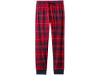Bērnu sarkanas rūtainas pidžamas bikses ar aukliņu