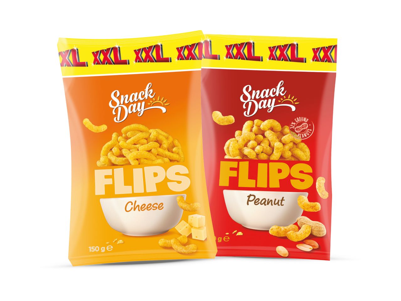 Snack Day XXL vrećice s grickalicama Flips okusa sir i kikiriki.