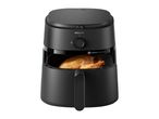 A black Cuisinart air fryer with food inside.