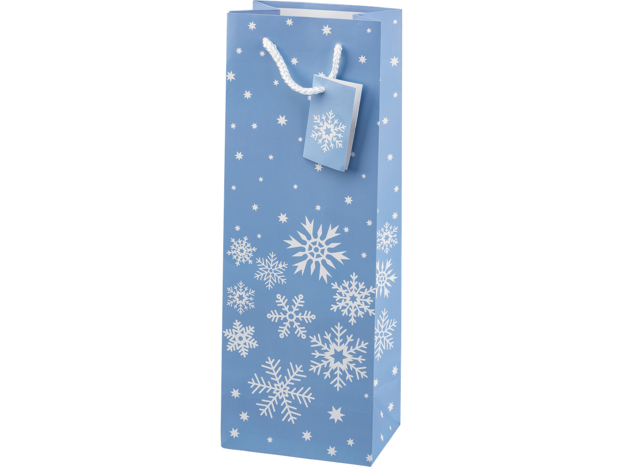 Sinine CRELANDO® kinkekott lumehelbe mustriga