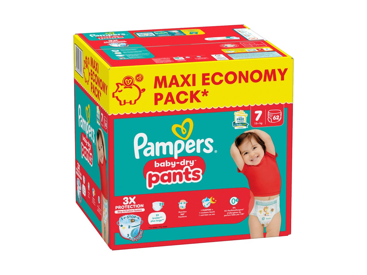 Pampers Baby-Dry Pants Windeln, Maxi-Sparpack Größe 7 (15+ kg).