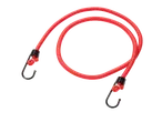 Red bungee cord with metal hooks.