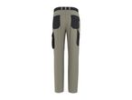 Men's work trousers in beige with black reinforced pockets, back view.