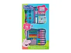 Peppa Pig art set with crayons, markers, and paper.