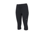 Dark grey women's capri leggings with a drawstring waist and zippered pocket.