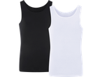 Två t-shirts, en svart och en vit.