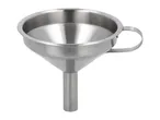 Stainless steel kitchen funnel with a handle