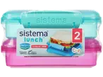 Conjunto de duas lancheiras, uma azul-esverdeada e uma rosa, 2 x 15.2 oz / 450ml, sem ftalatos e BPA, fabricado na Nova Zelândia.