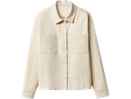 Beige long-sleeved shirt with two chest pockets and buttons