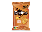 Een zak nacho cheese tortillachips met de tekst 'Bold Crunch Iconic Taste' en Nutri-Score C.