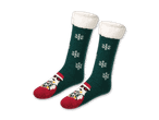 Grüne Weihnachtssocken mit Schneeflocken und Pinguin-Motiv