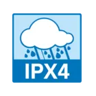 IPX4 water resistance rating.