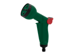 Pistolet d'arrosage vert avec buse réglable et bouton rouge