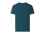 Back view of a plain dark teal short-sleeved t-shirt.