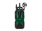 Green and black pressure washer with accessories including a rotating wash brush and spray nozzle.