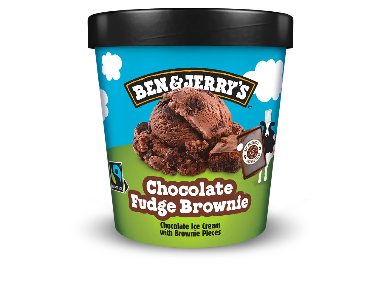 Ben & Jerry's Chocolate Fudge Brownie ijs: chocolade-ijs met brownie stukjes.