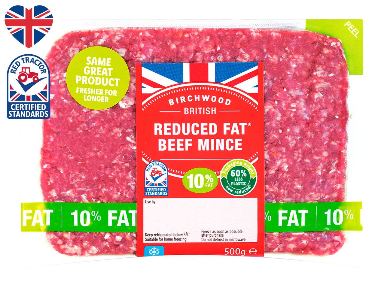 Birchwood British reduced fat beef mince (10%).