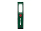 PARKSIDE LED work light with a red power button, illuminated on a white background.